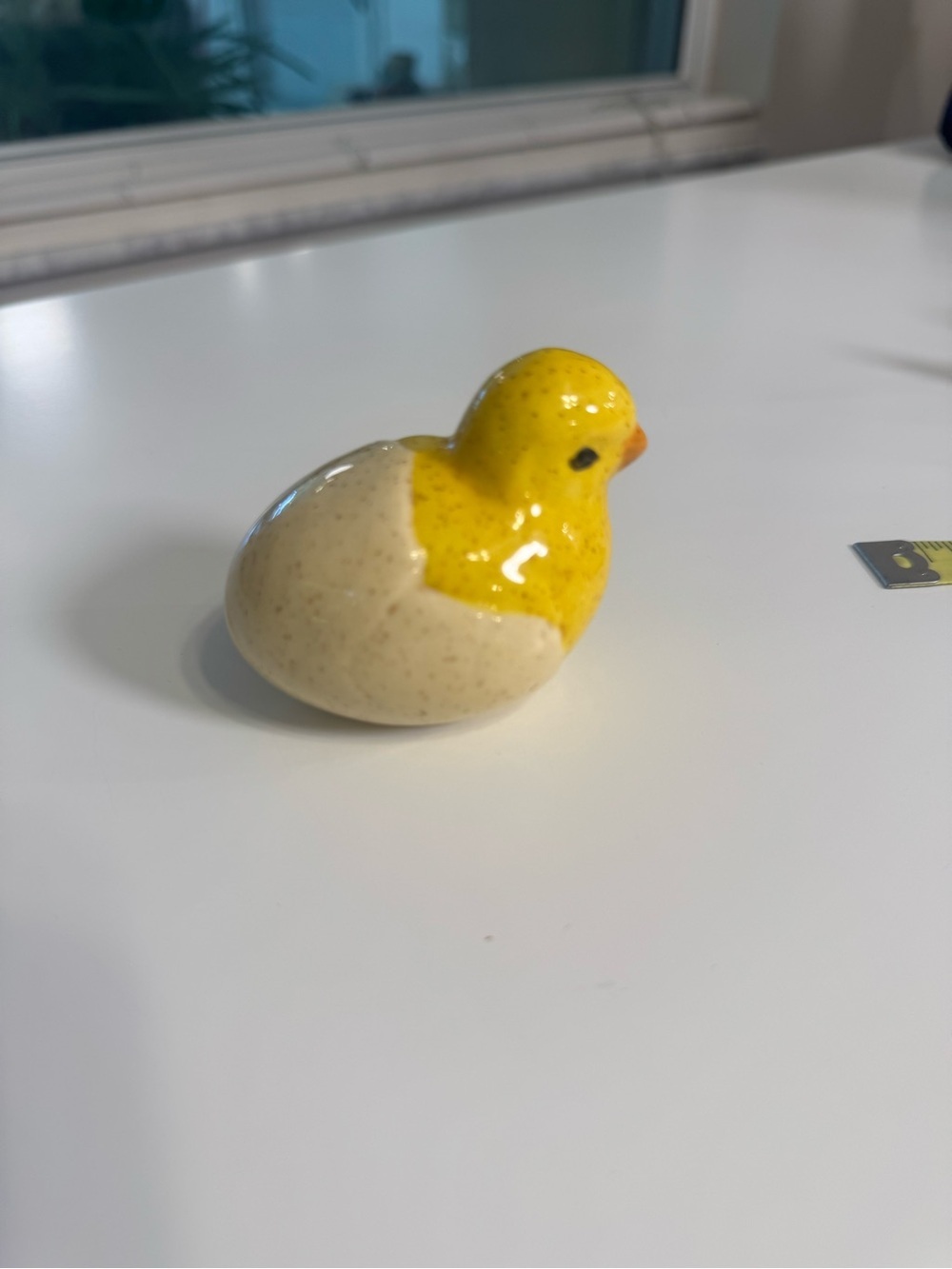Yellow and Cream Ceramic Chick Figurine Trinket-3 inches